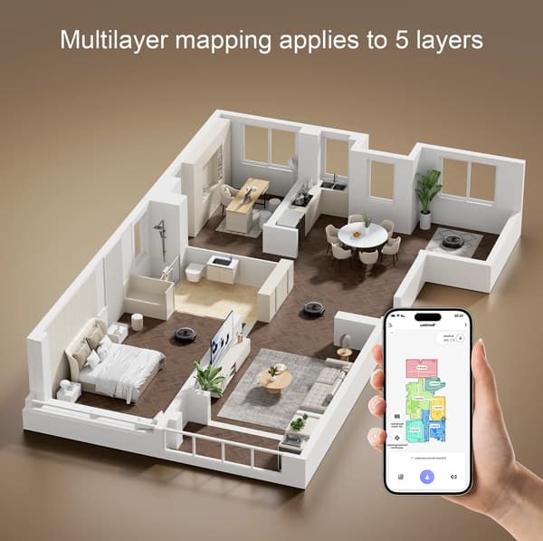 Robotstøvsuger, 5000Pa sugeevne, smart navigation,Teendow D10S
