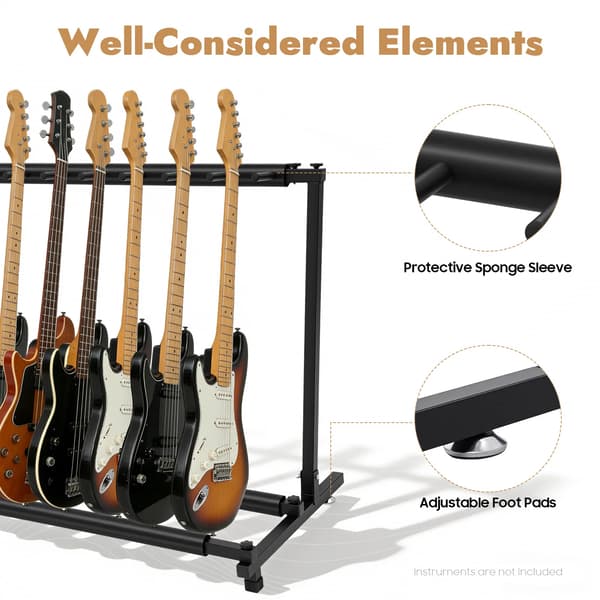 Guitar Stativ, Holder 9 Instrumenter, Stabil Moderne Design,sort