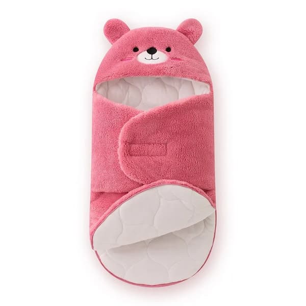 Babytæppe, Dyremønster, Velour Polyester Materiale,76x92, 9003 Pink-a