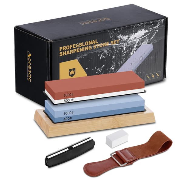 Knivslipsten Set, Dubbel Korns, Inkluderar Läderstrop,1 set