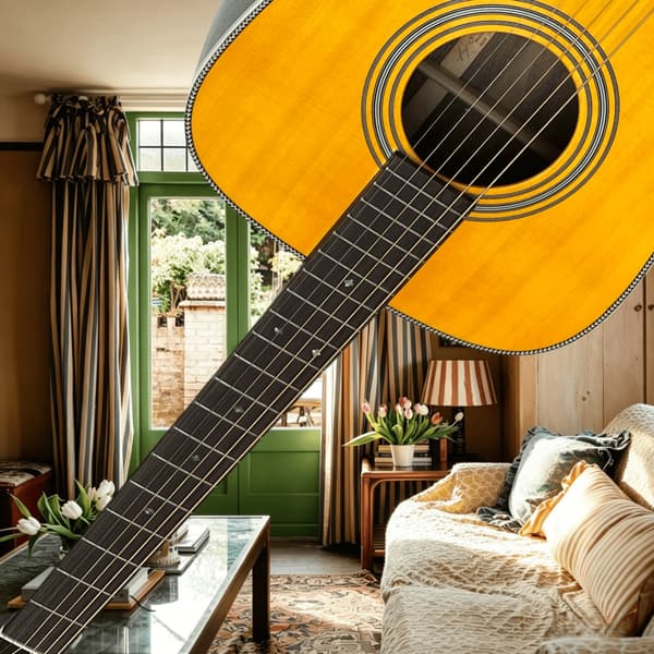 Gitarr, rosenträshals, fast stall,GUL