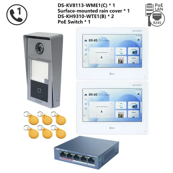 Intercom-system, Håndfri kommunikation, Højopløsningsvideo,1btn Overflade 2Skærm
