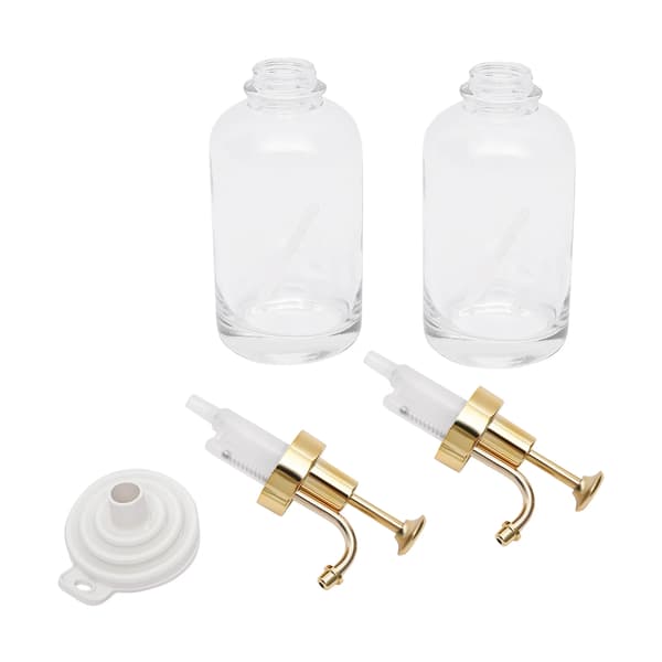Glas Sirapsdispenser, Rostfritt Stål, Läcksäker Design,Guld