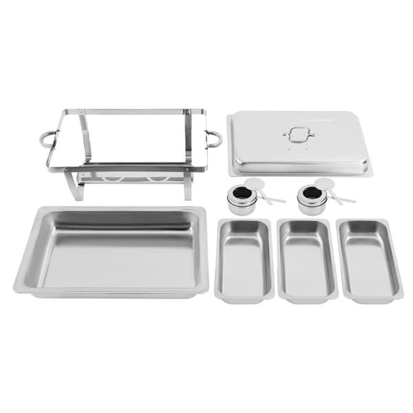 Chafing Dish Set, Rostfritt Stål, 3 Kompartmentsdesign,Silver