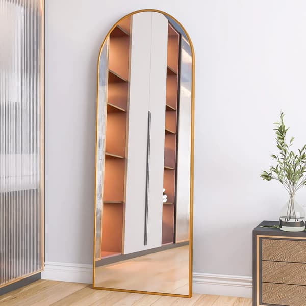 Heltäckande Spegel, Båge Design, Hållbar Ram,Guld