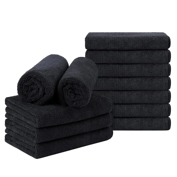 Hårhåndklædesæt, Blød Mikrofiber, Hurtigtørrende,5stk-e, 50x100cm-a, sort-b