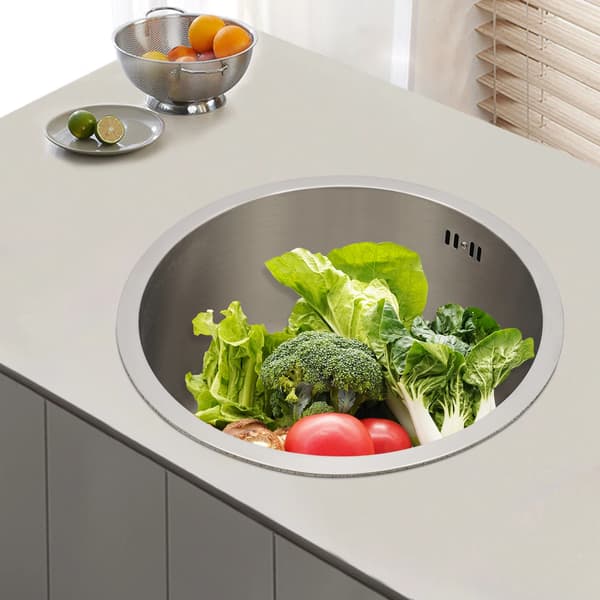 Køkkenvask, Rustfrit Stål 304, 41 cm Diameter, 18,99 cm Dyb, Undermount Installation, Rund Form