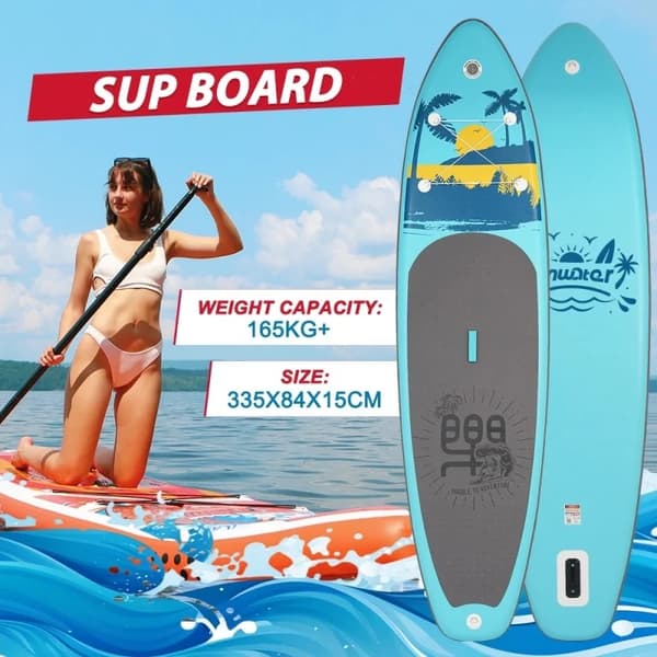 Oppustelig Paddle Board, Bred Krop Design, Komplet Tilbehørssæt,27A Lys Blå 11