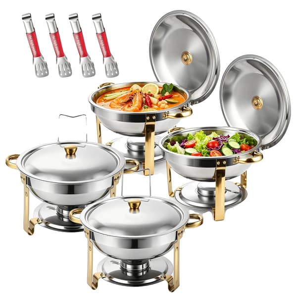 Chafing Dish Sæt, Minimal Samling, Elegant Design,2PCS Guld, 4.5L