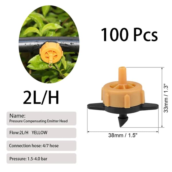 Dryppemitters, Justerbar Flow Rate, Nem Installation,2L 100Pcs