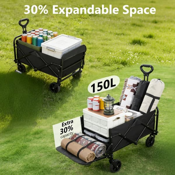 Campingvogn, Robust Ramme, 360° Drejbare Hjul,sort