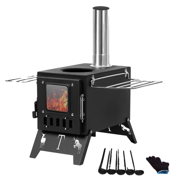 Vedeldad Spis, Bärbar Design, Justerbara Luftventiler,1 Set