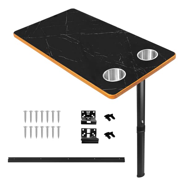 Foldbart Bord, Højdejusterbart, Luksus Marmor Struktur,Sort