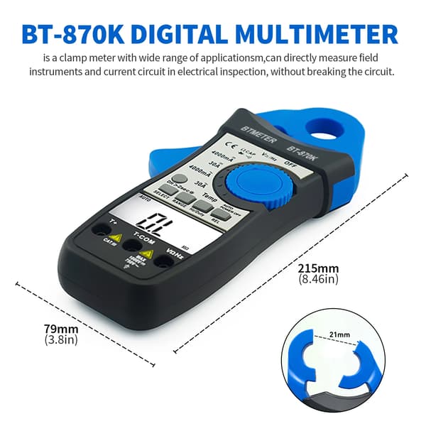 Klämmätare, Digital Display, Multifunktionstestare,Bule-Svart