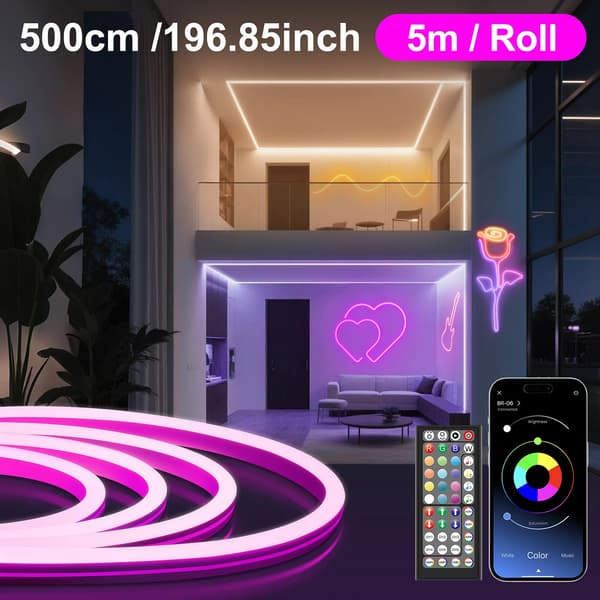 LED Neon Rörlampor, Vattentäta, Smart Kontroll,5m