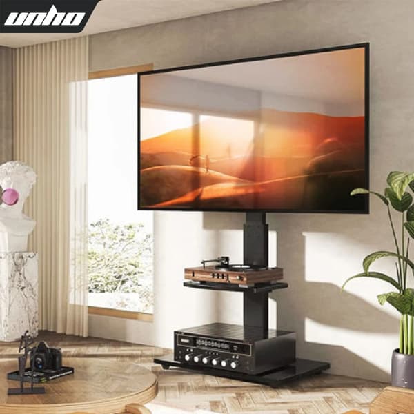 TV-stander, Højdejusterbar, Drejefunktion,sort