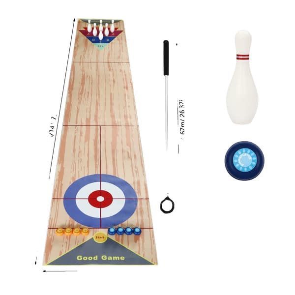Bowling och Shuffleboard Spel, Hållbara Material, Engagerande Familjeunderhållning,VIT