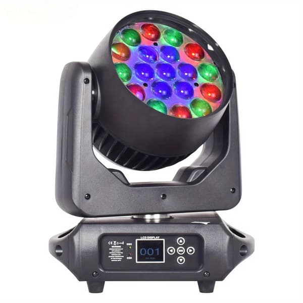 Bevægelseshovedlys, 19X15W LED, DMX Kontrol,Sort, EU Stik