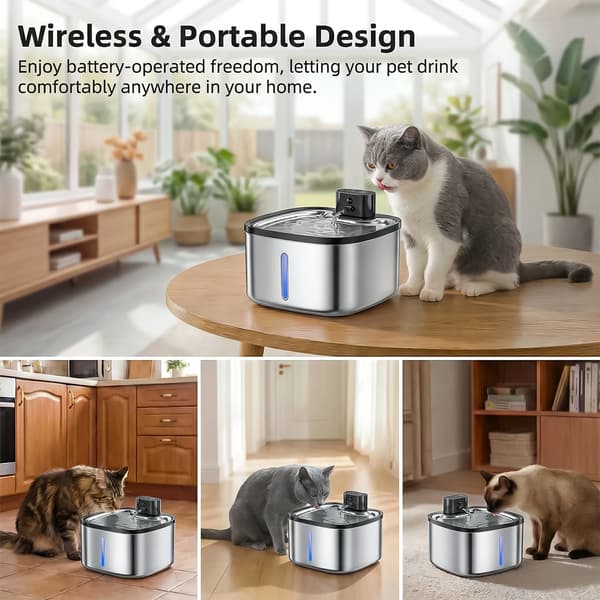 Kattevandfontæne, Rustfrit Stål, Smart Sensor,Standard sæt, Global version, 3.5L, Rustfrit stål