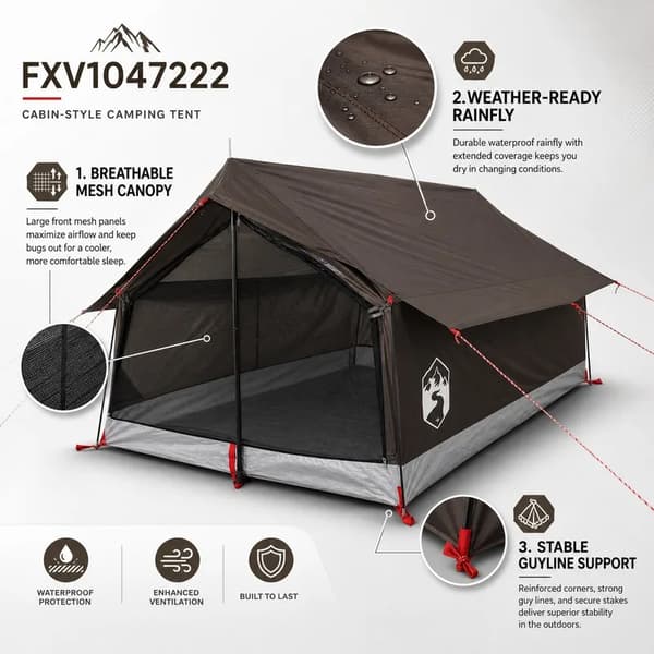 Campingtält, Hållbart Material, Lätt Att Sätta Upp,Brun