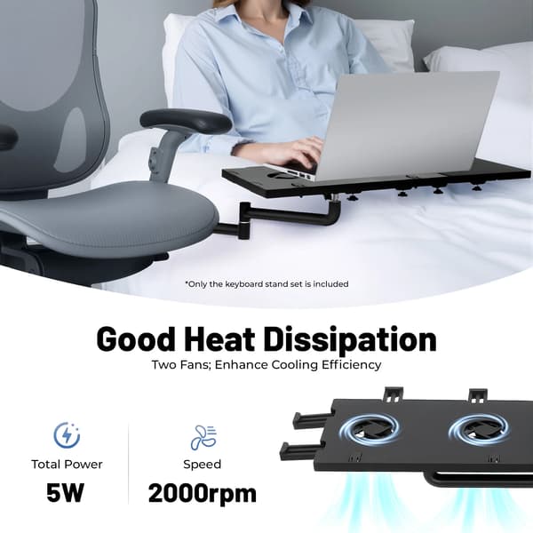Tangentbordsställ, Höjdjusterbart, Dubbelfläkt Kylning,svart