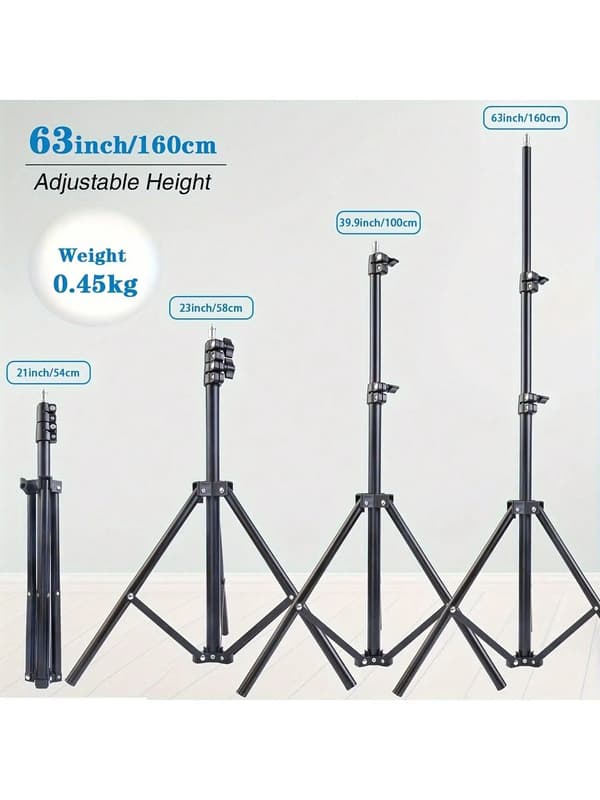 Stativ, 160 cm Höjd, Fällbar Design,svart