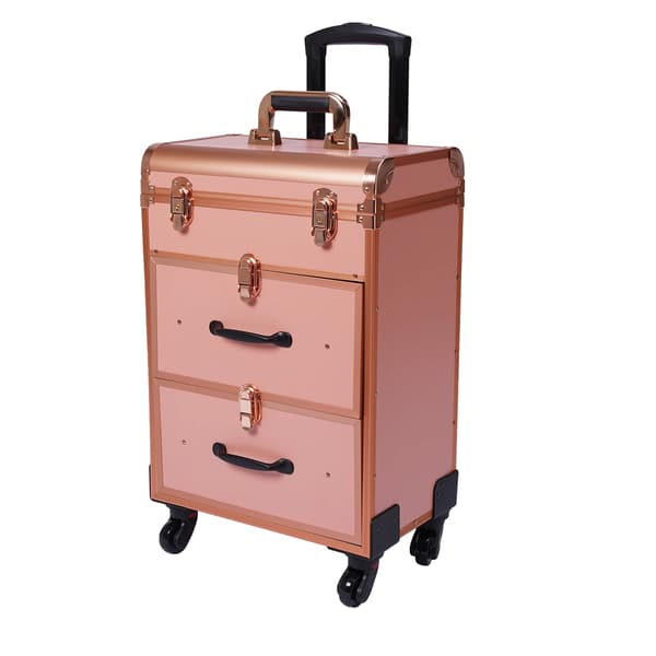 Makeup Case, Multi-lags Design, Teleskopisk Trækstang,Guld