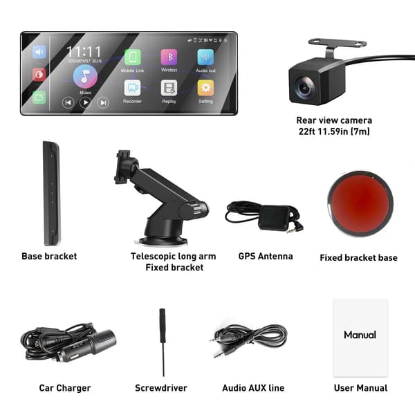 Dash Cam, 4K-inspelning, Dubbelobjektivsystem,Med GPS
