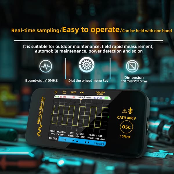 Digitalt oscilloskop, 10MHz bandbredd, 48MSa/s samplingsfrekvens,OT3