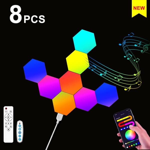 Nattelys, RGB-farveskift, Musik-synkronisering,8PCS