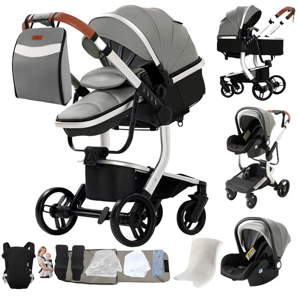 Barnvagn, 3-i-1 Design, Vändbar Sittplats,X518-GRÅ