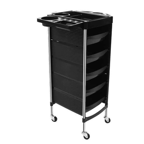 Salonvogn, 6-lags design, 360° drejbare hjul,sort
