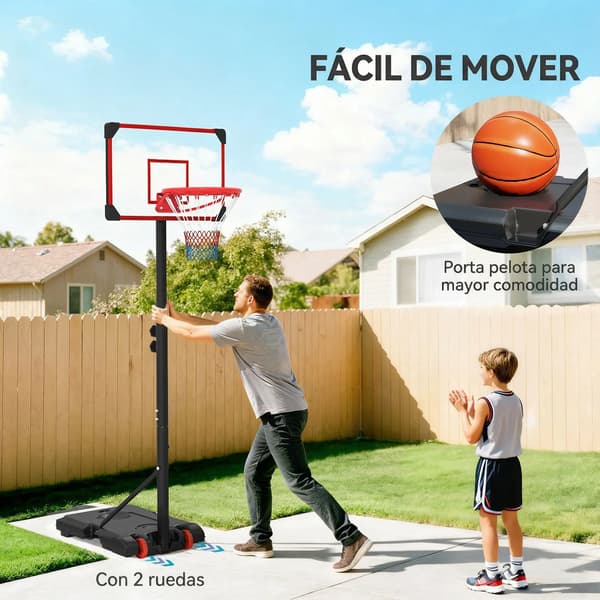 Basketbollring, Justerbar Höjd, Fyllbar Bas, Svart