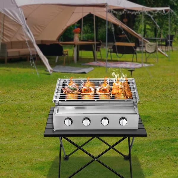 Grilli, 4 Poltinta, Säädettävä Korkeus,Vaaleanharmaa