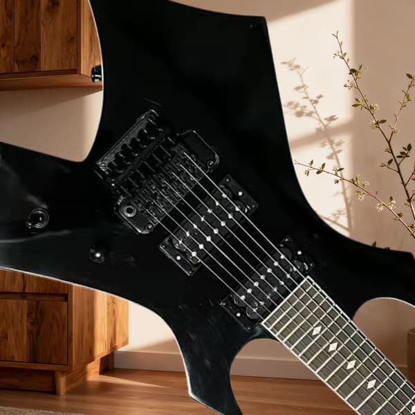 Gitarr, rosenträshals, justerbar bro,svart