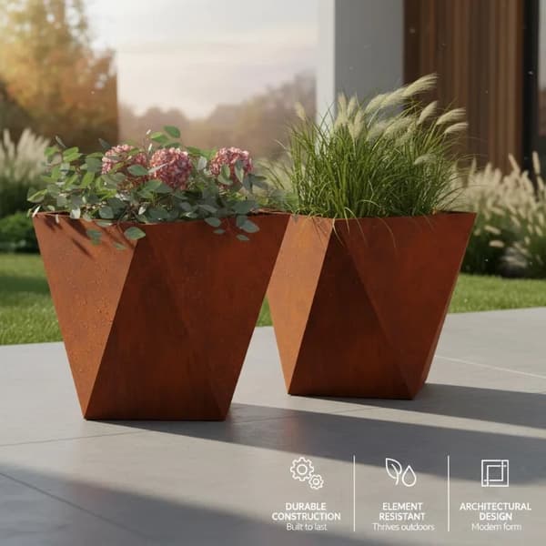 Planter, Rustik Effekt, Holdbar Metal Konstruktion,hær grøn