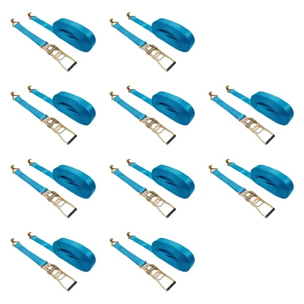 Lastebindingstropper, Polyester Materiale, 5 cm Bredde, 10 Stykker, Belastningskapacitet 2500 kg, Blå Farve