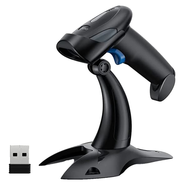 Stregkodescanner, Trådløs og USB-forbindelse, Ergonomisk design,2.4G trådløs scanner