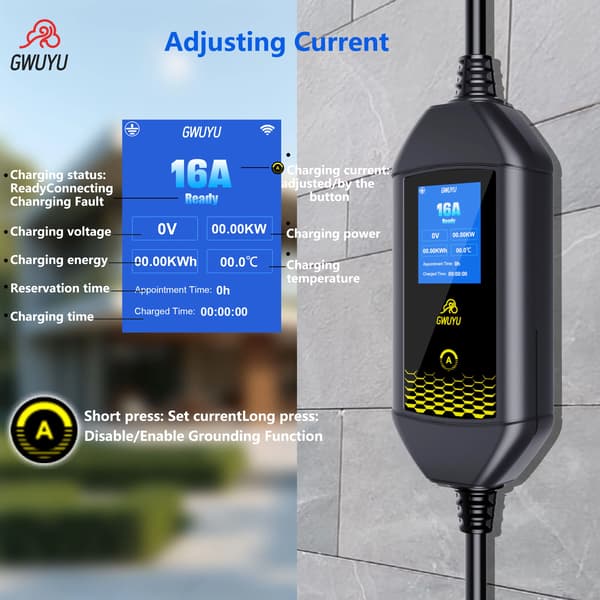 Laddstation, Justerbar Ström, Smarta Kontrollfunktioner,3.5KW-Med stativ, Typ2
