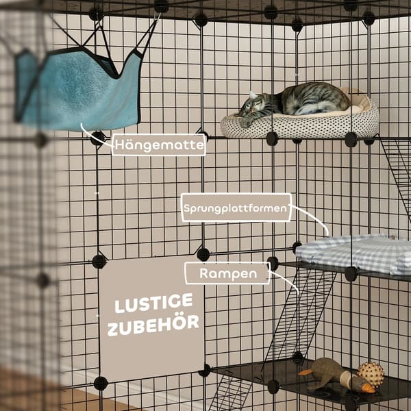 Katteindhegning, Multi-Niveau Design, Tilpasseligt Layout,sort