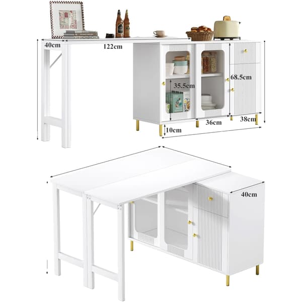 Skab, Foldbart Design, Rotérbar Overflade,HVID
