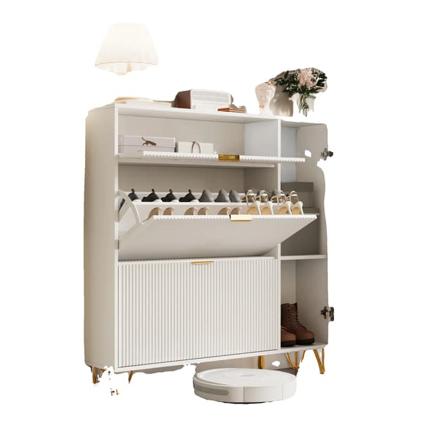 Sko skåp, Smal design, Justerbar förvaring,Vit A