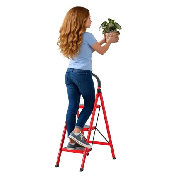 Stege, Fällbar Design, 150 kg Viktkapacitet,Röd