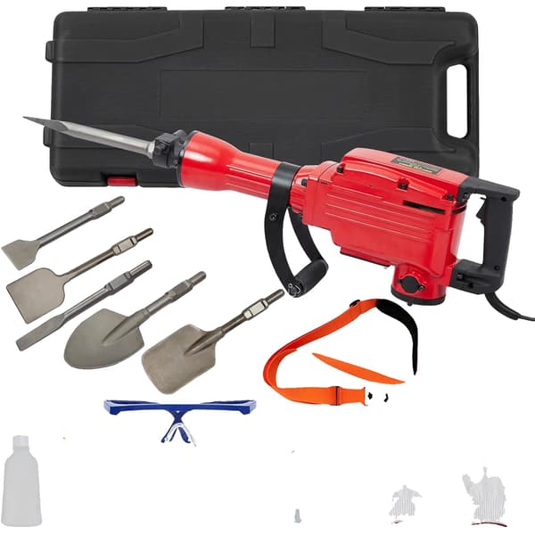 Elektrisk Pickaxe, Tungt Demolitionshammare, Mångsidig för Renovering,2200W - 6st Bits