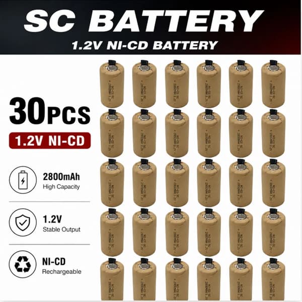 Ni-Cd Batteri, 2800mAh Kapacitet, Nem Samling,sc-2800mah-30pcs