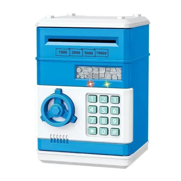 Elektronisk Spargris, Automatisk Mynträkning, Säker Låsfunktion,Blå