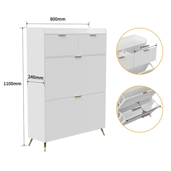 Sko cabinet, Modern stil, Vertikalt randig design,Vit