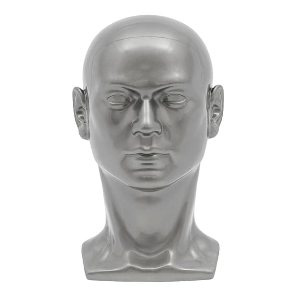 Mannequinhuvuddisplay, Hållbar PVC, Lättviktsdesign,Glansig Grå
