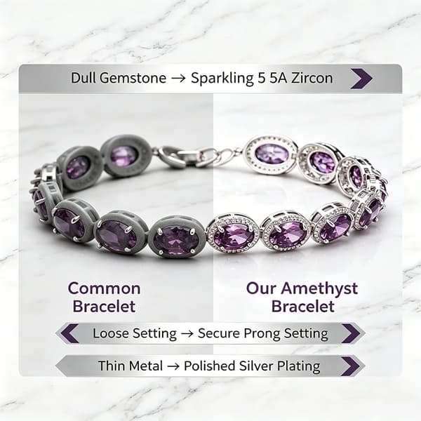 Armband, 925 Silver, Moissanitstenar,LILA