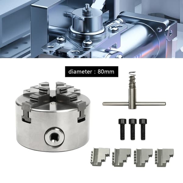 4 käftchuck, hållbar konstruktion, mångsidigt klämområde,Silver